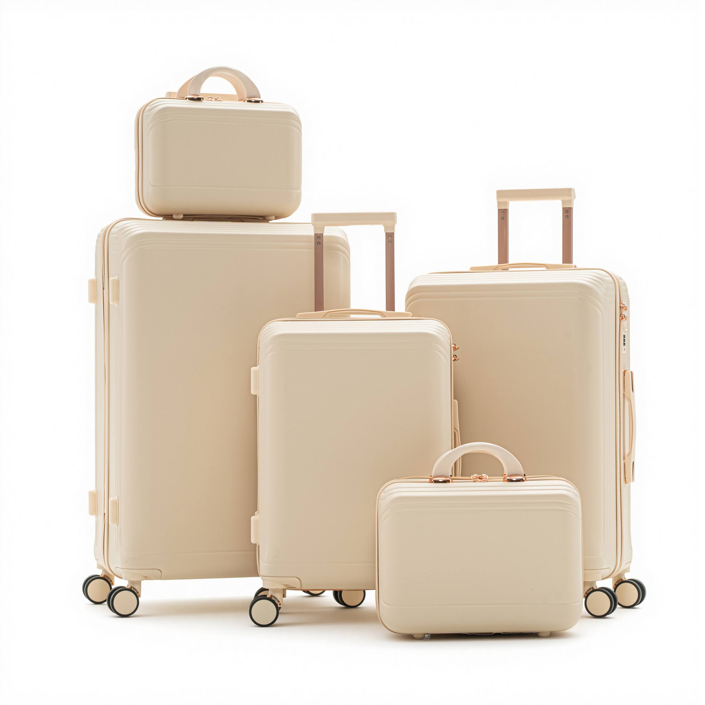Set di valigie rigide minimaliste in ABS da 5 pezzi